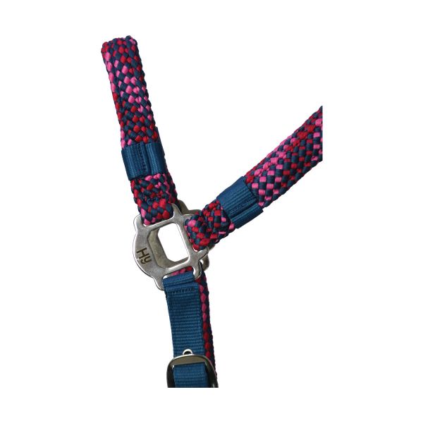 Hy Equestrian Multicolour Adjustable Headcollar with Rope