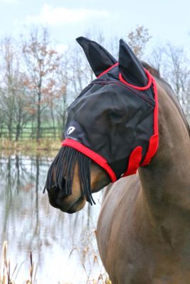 Hy Equestrian Mesh Half Mask With Ears and Fringe