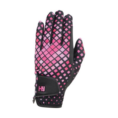 Hy5 Lightweight Printed Riding Gloves Pink Check