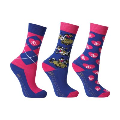 Hy Equestrian Thelwell Collection Race Socks Teen (Pack of 3)