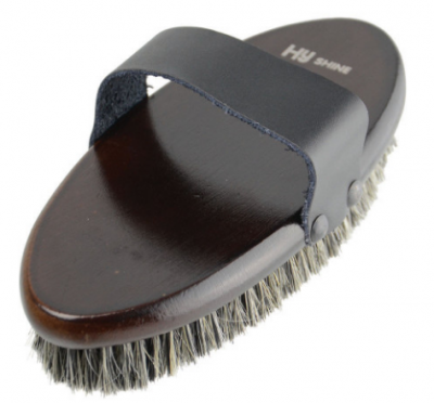 HySHINE Deluxe Body Brush with Goat Hair and Massage Pad 